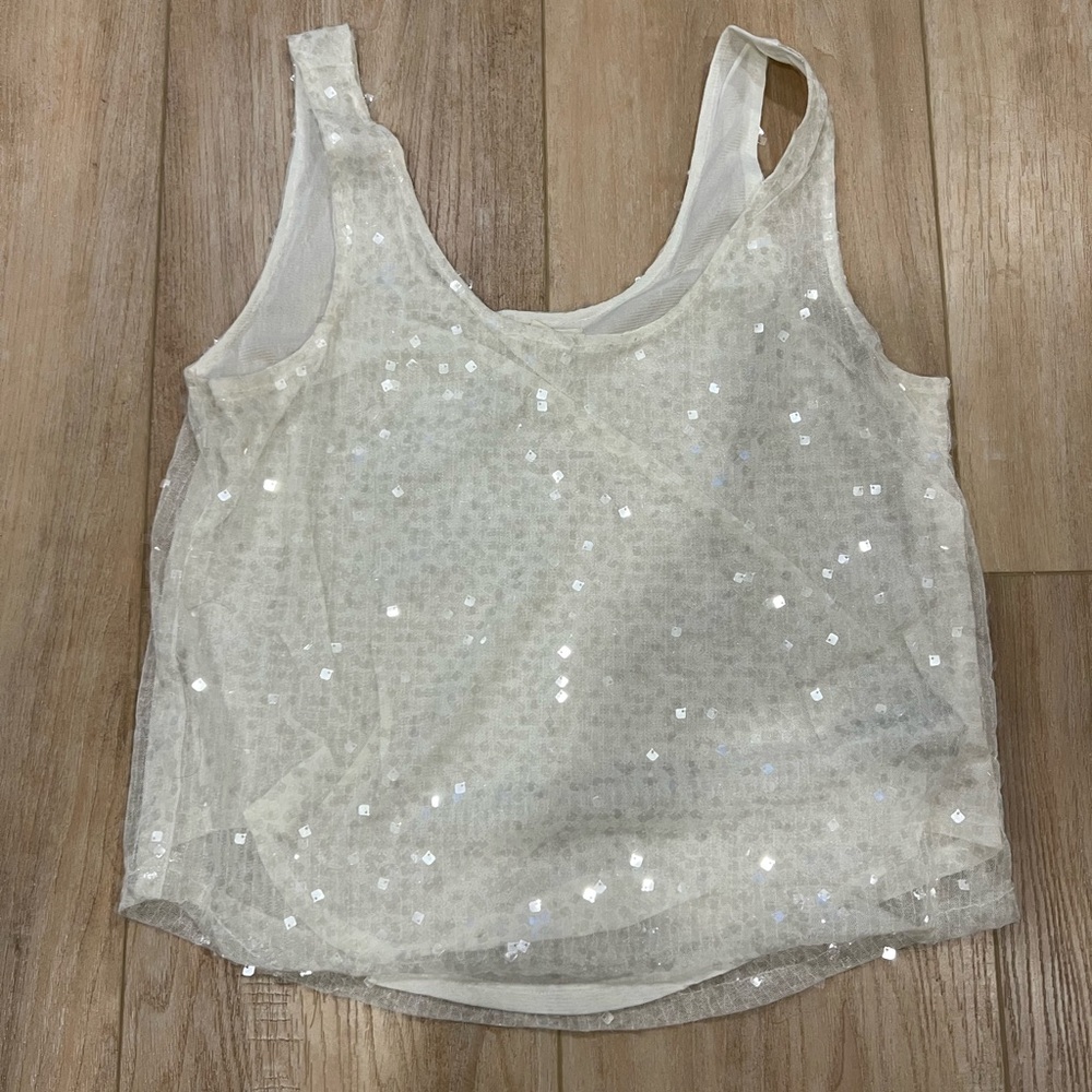 Forever 21 White Sequin Tank Top